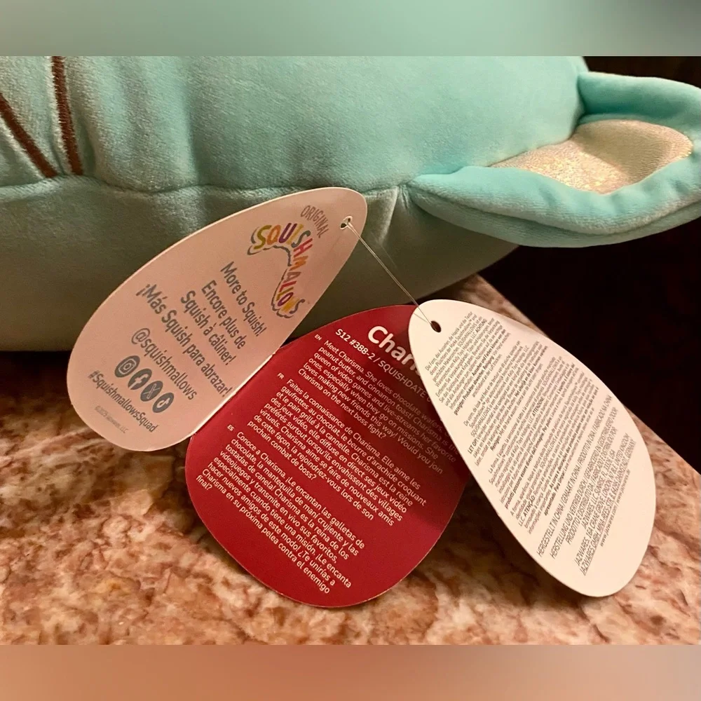 Charisma Squishmallow Aqua Cat Plush with Heart Details; Valentines; RARE, new.